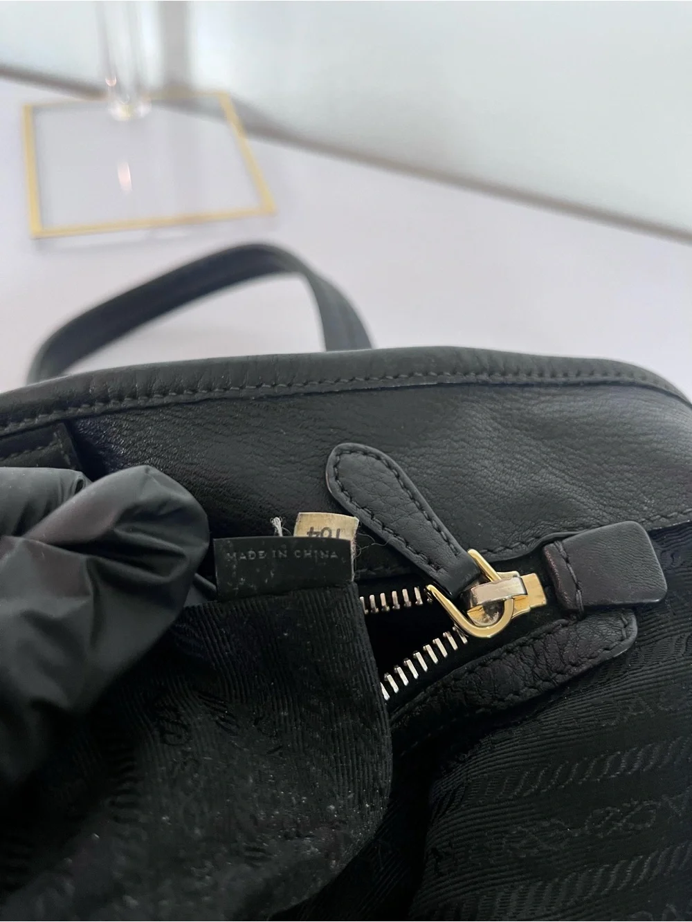 PRADA NYLON AND LEATHER TOTE.